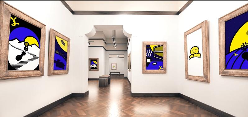 Screenshot of the virtual art exhibition of Dalli in moonshadow