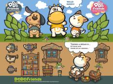 DOODOO friends are having fun in the forest. Nadoo is relaxing at home, thinking of her friends.