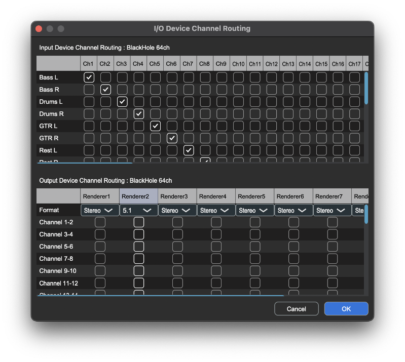 Device Channel Routing Control Screen
