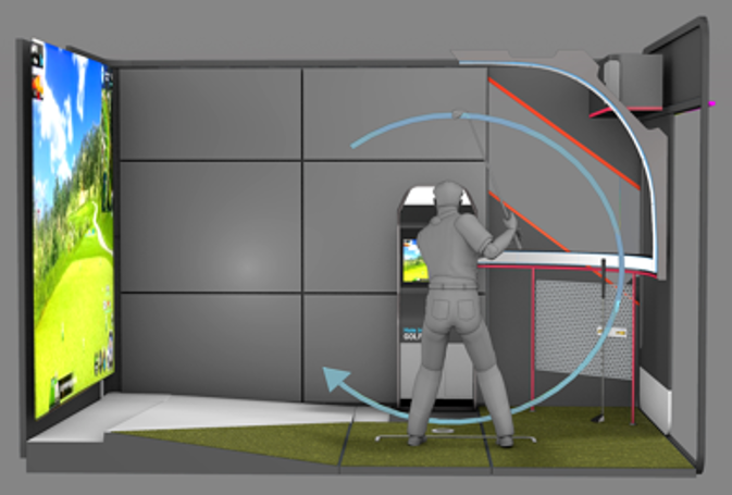 Interior space optimized for single-person Par 3 course play