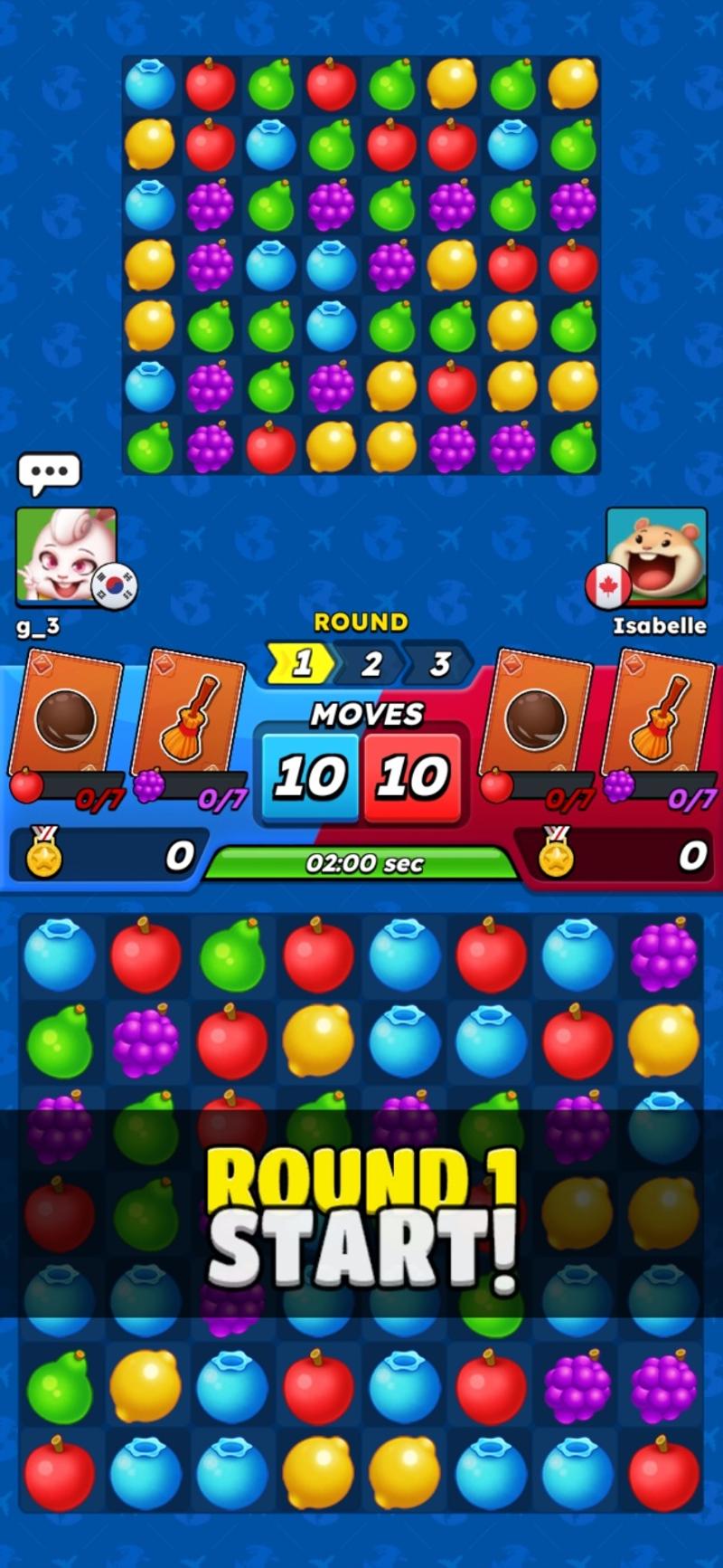 Main gameplay screen of Match Stars, where players can enjoy real-time battles with global users by attacking and defending against each other.