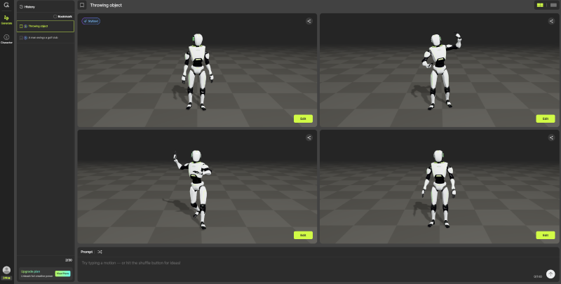 Genaimo Main – Motion Generation Screen