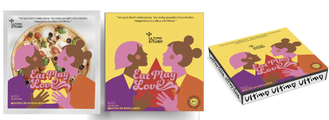 Pizza product package design recommended by trendy influencer Ultimo