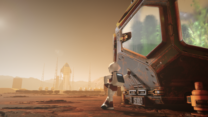 Mono starts a greenhouse, running experiments to see if the Martian soil can support life.