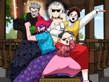 Hey, grandmas. Are you having a contest to see who looks the most villainous? That's the best part of a real villain!