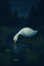 It was a moonless night. The coyote, silent and swift, swallowed Victoria and the egg whole. Albert, desperate to forget, sank his head into the pond, hoping to become a fish and leave it all behind.